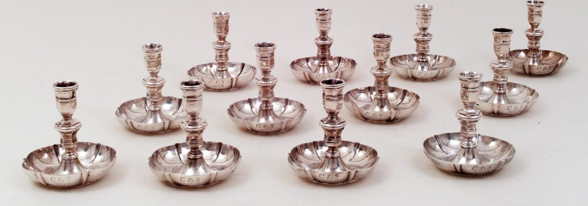 antique silver candlesticks, set, Vienna