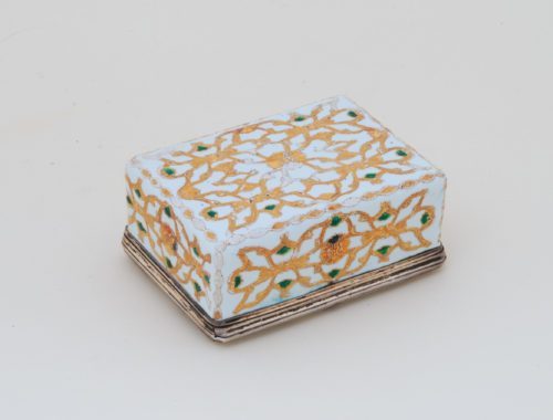 enamel snuff box, silver mountings