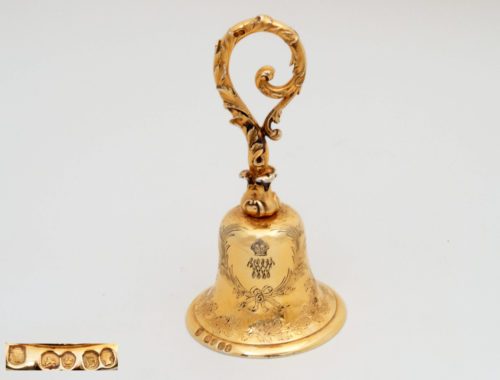 victorian english royal table bell, silver