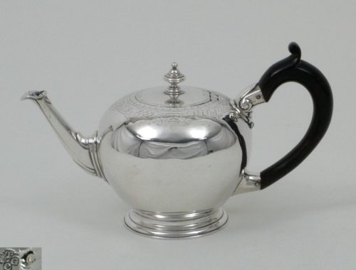 George II silver round teapot