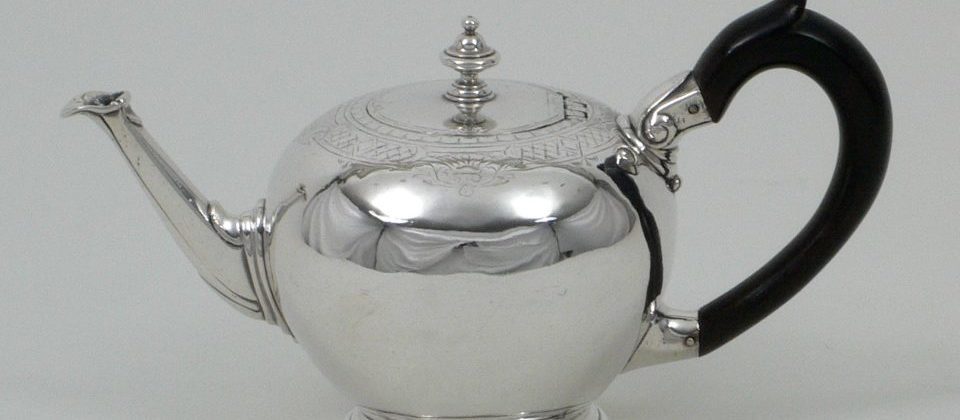George II silver round teapot