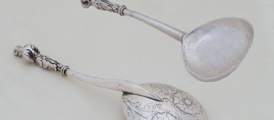 Silver Swiss Spoon, 17th c., engraved