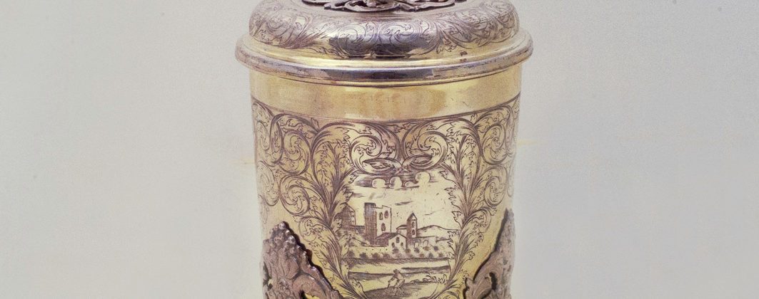 Silver Gilt Beaker, Cover, Feet, 17th century