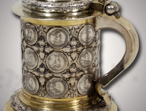 Antique Silver German Coin Tankard, Koenigsberg 18th century