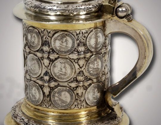 Antique Silver German Coin Tankard, Koenigsberg 18th century