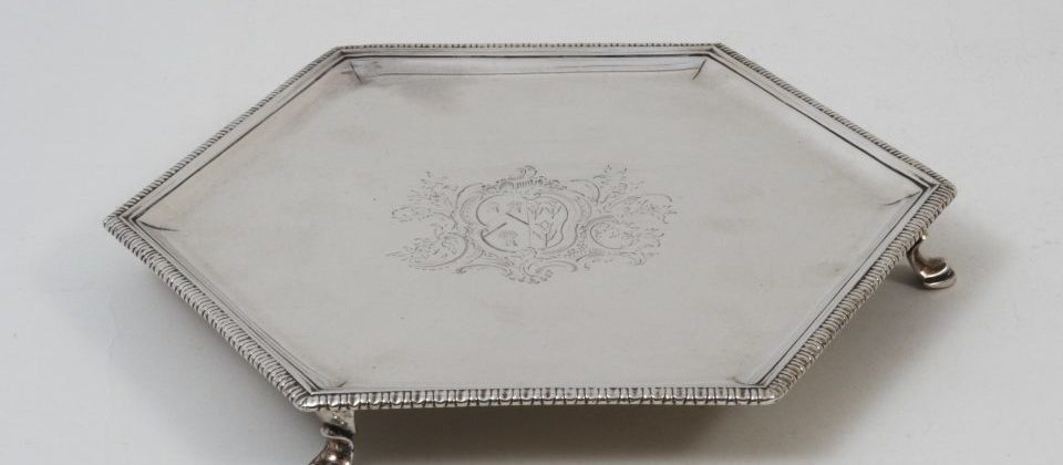 antique silver salver George II, London