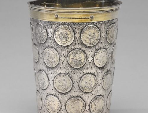 silver gilt beaker inset coins, Berlin 18th century
